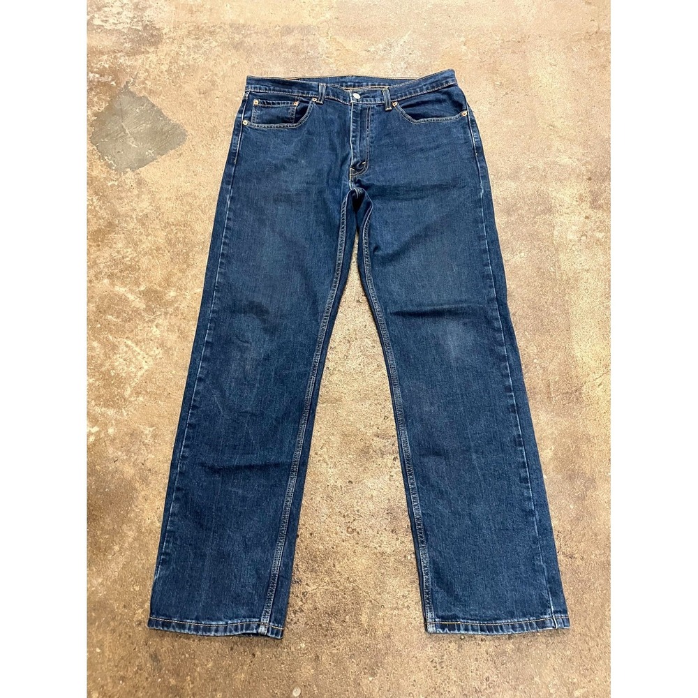 Levi's‎ 505 Straight Leg Jeans Mens 36x32 Blue Denim Cotton Stretch Regular Fit